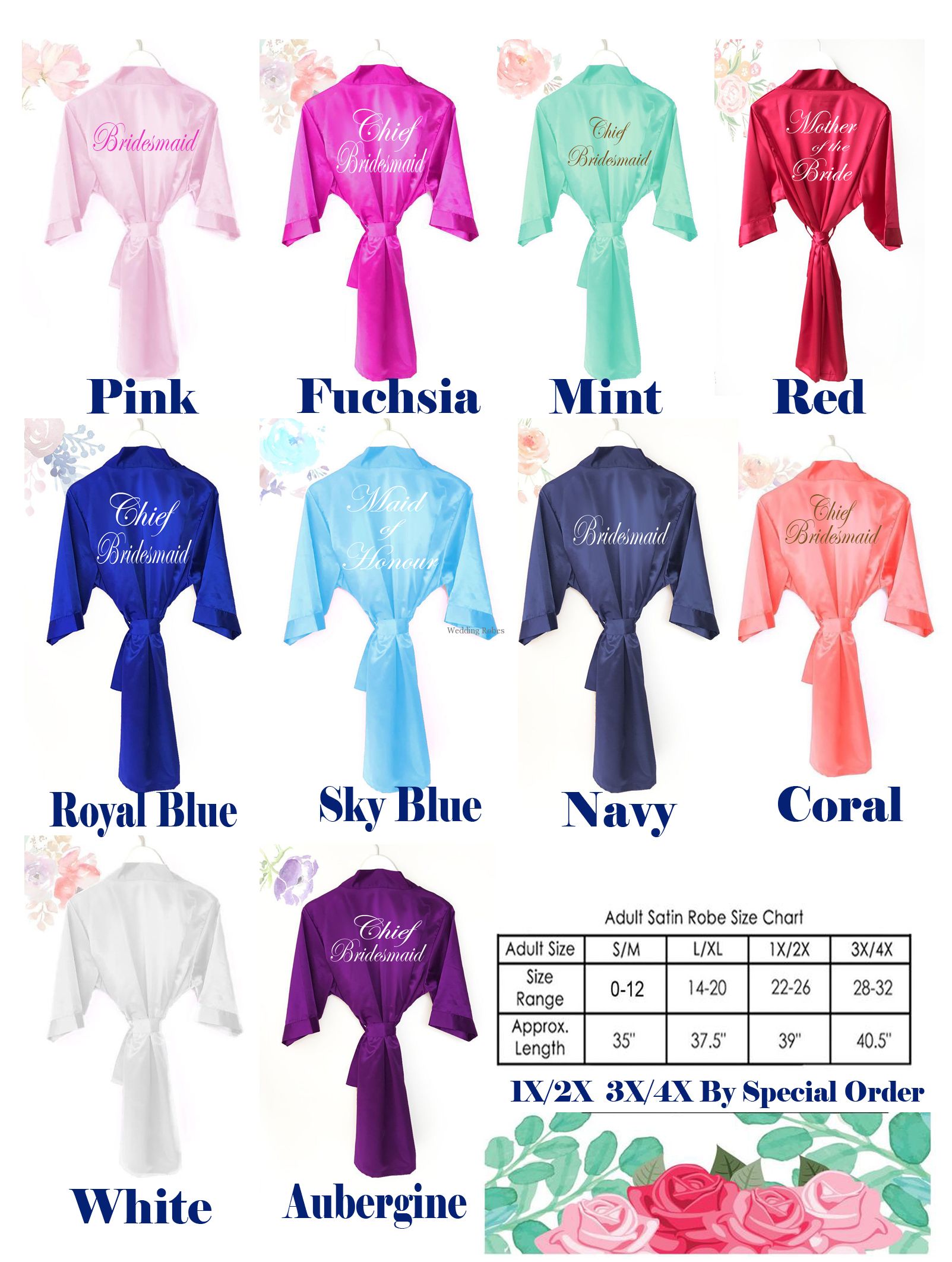 Satin Robe Size Chart