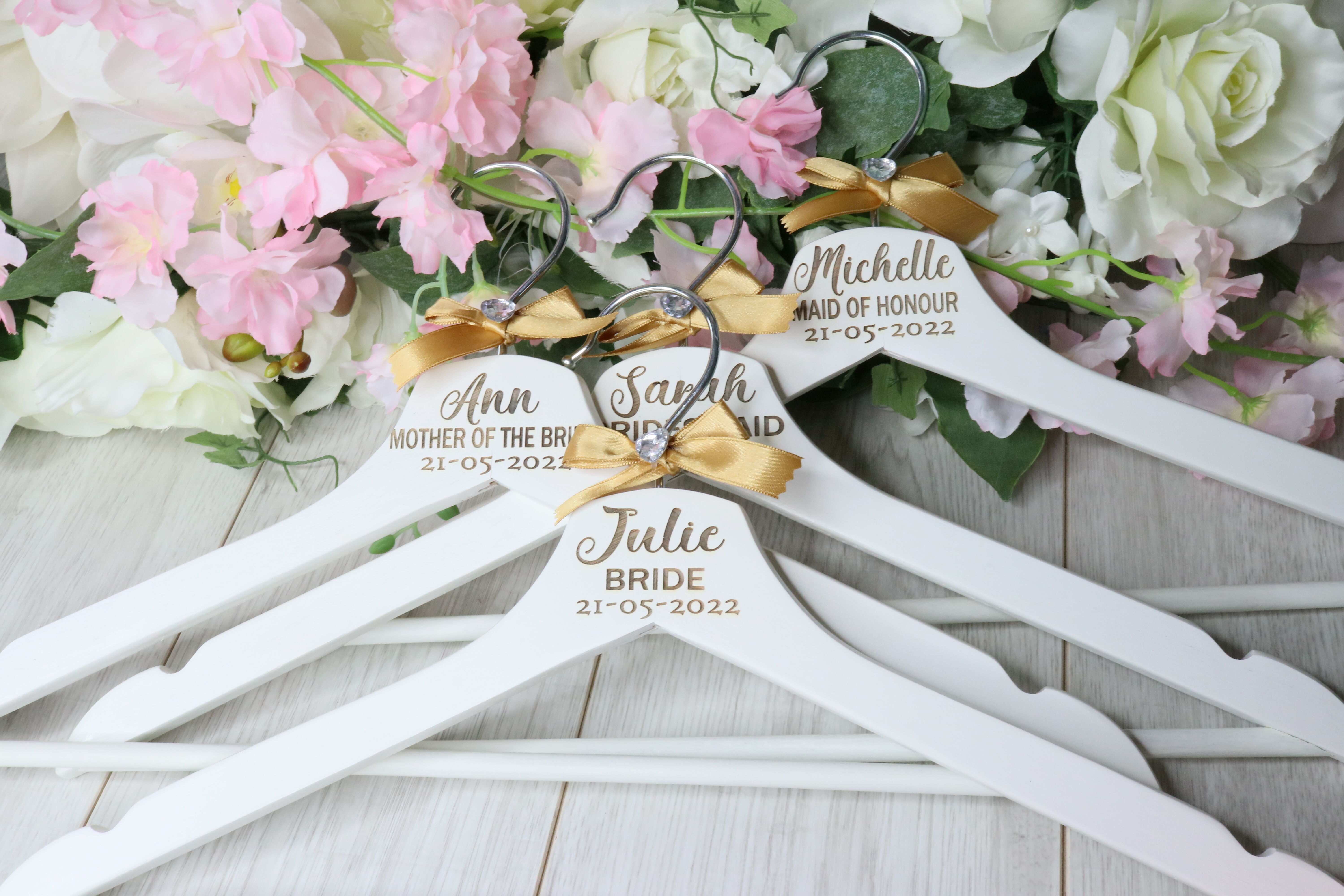 Custom Laser Engraved Wooden Wedding Party Hangers, Bride Groom, Groomsmen  Bridesmaids Personalized Gifts ROMANTIC SOIREE 