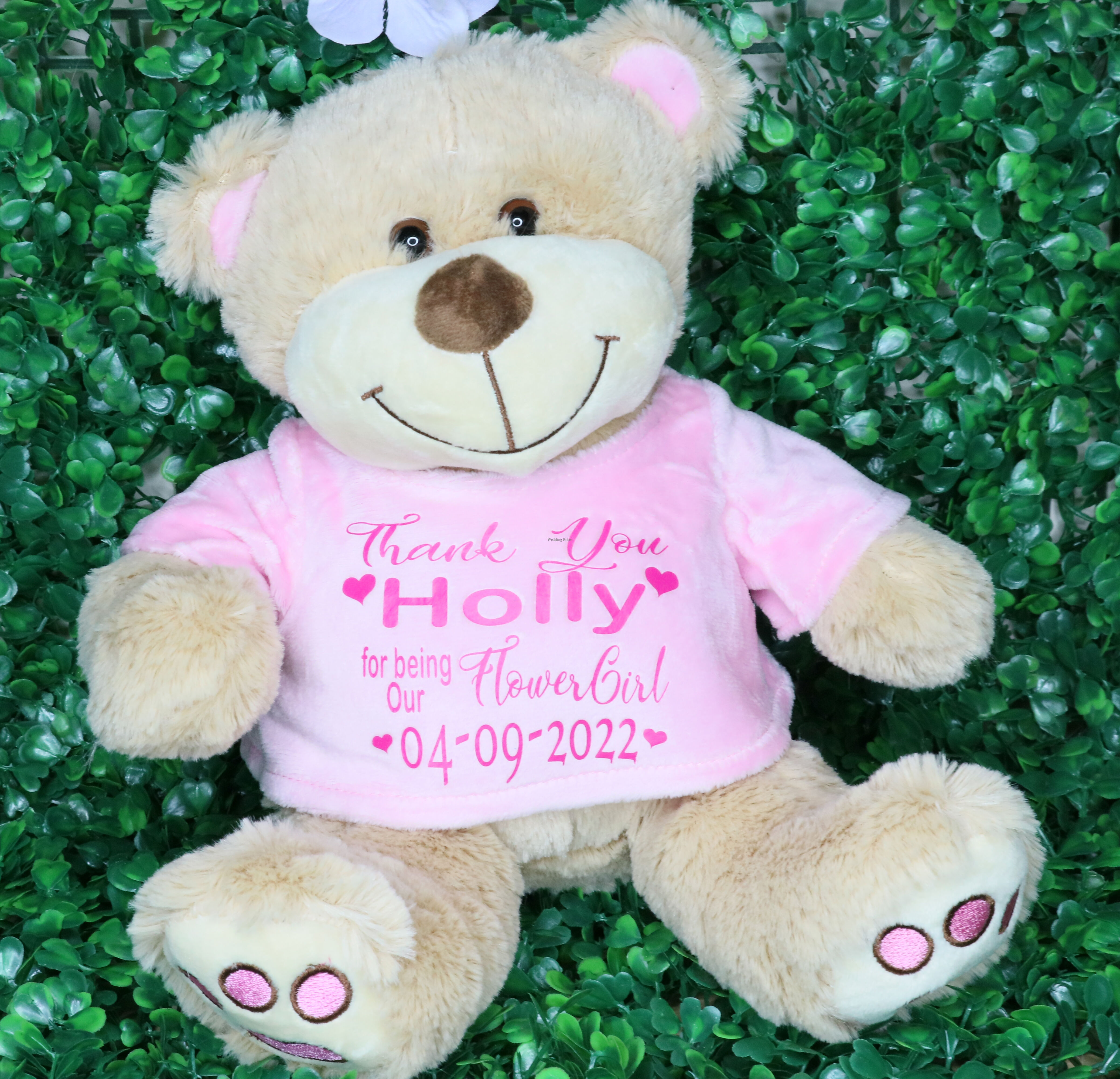 flower girl teddy bear gift personalised