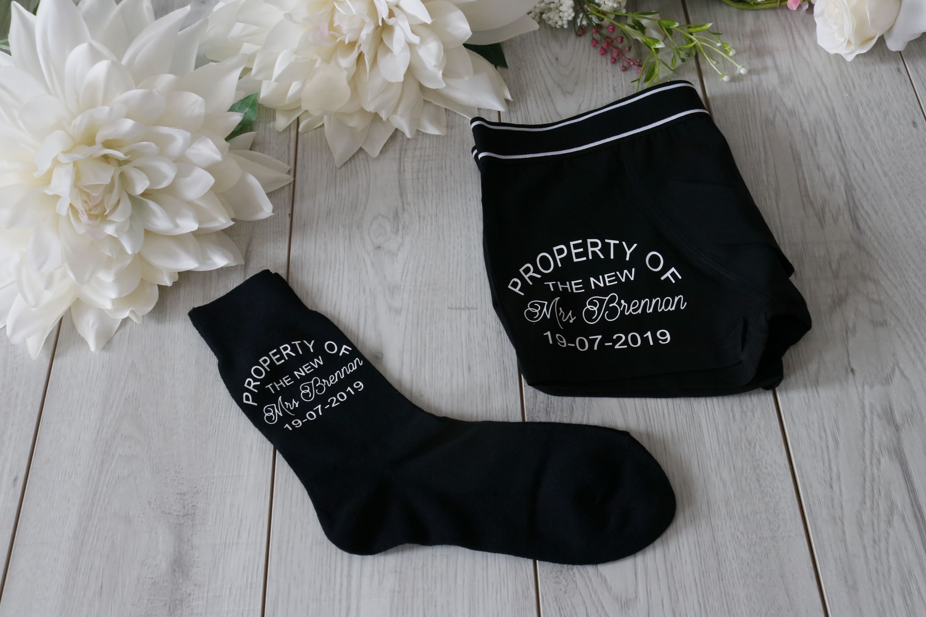 Property Of the New Mrs Personalised Boxers & Socks,Wedding Socks