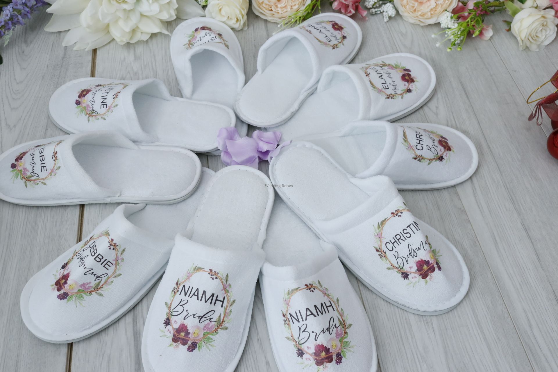 Personalised wedding slippers hot sale